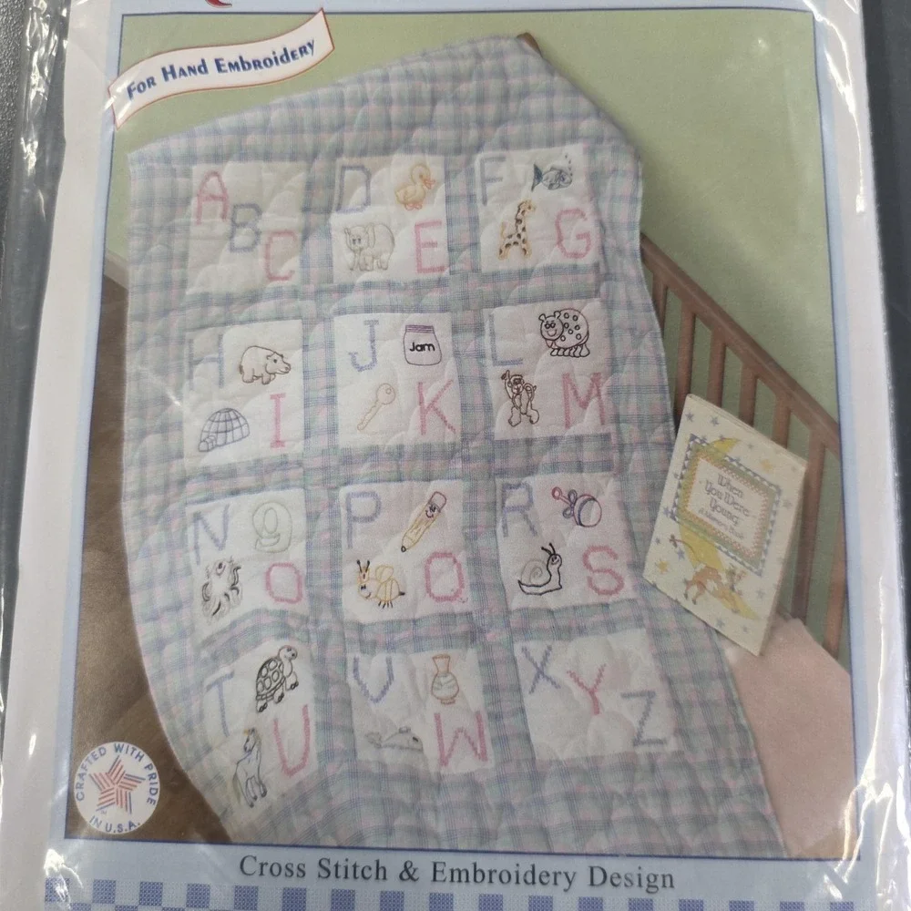Vintage Jack Dempsey Nursery Quilt Blocks Cross Stitch ABC 9in Baby Kit #66